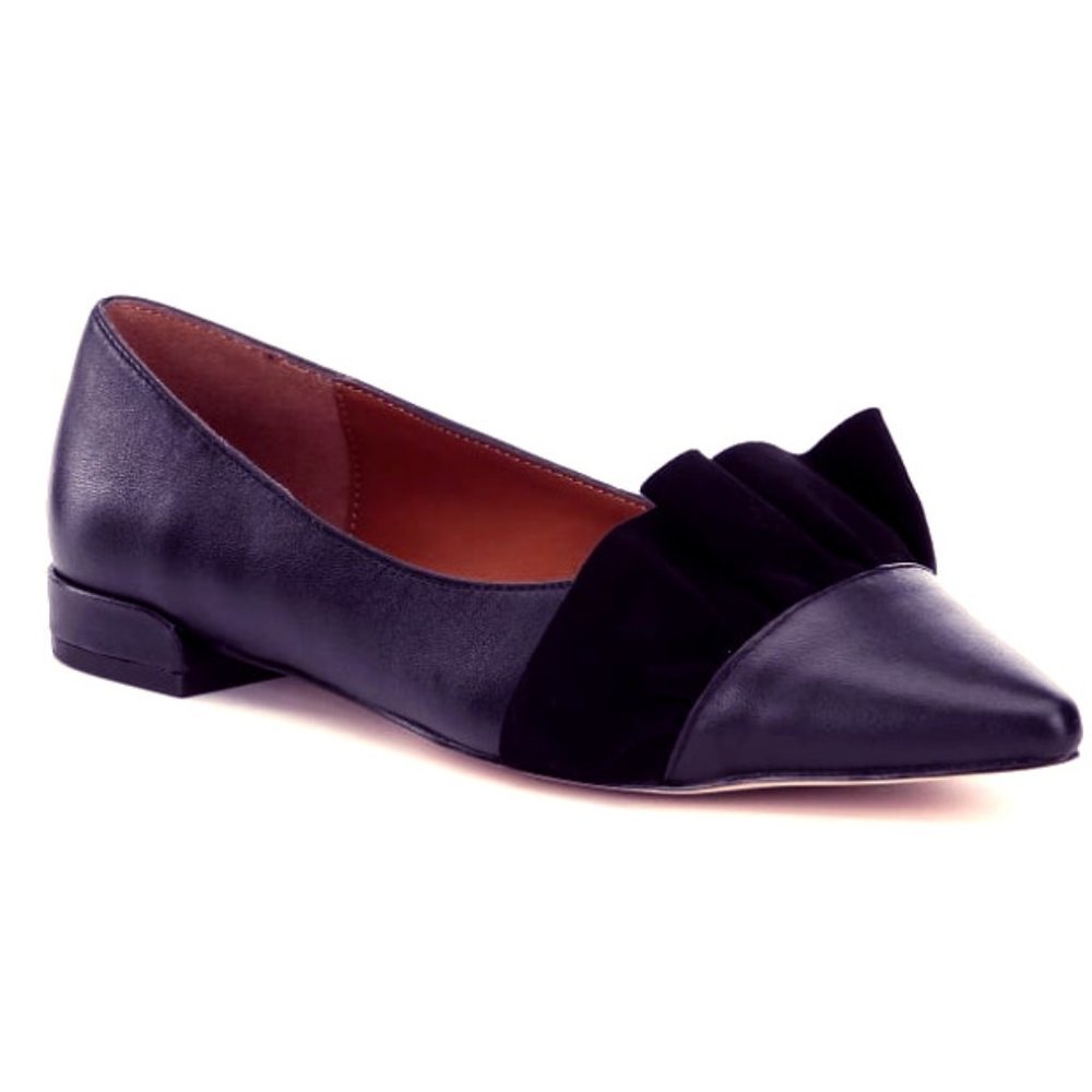 Halston Hazel Navy Leather/Suede Flats Sz.7